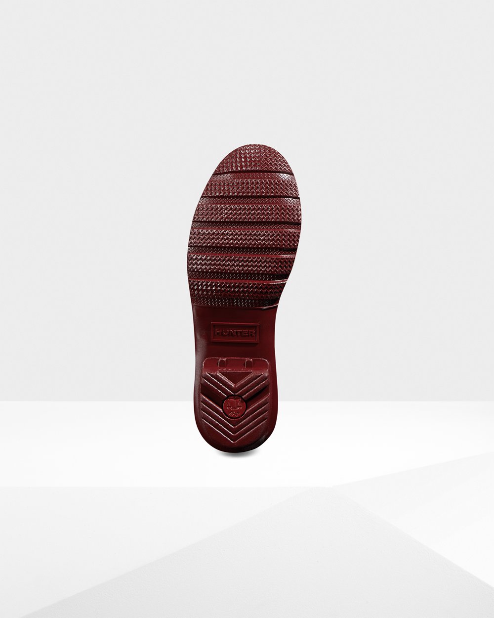 Wysokie Gumowce Damskie - Hunter Original Gloss - Szare Czerwone - HMGO-60819